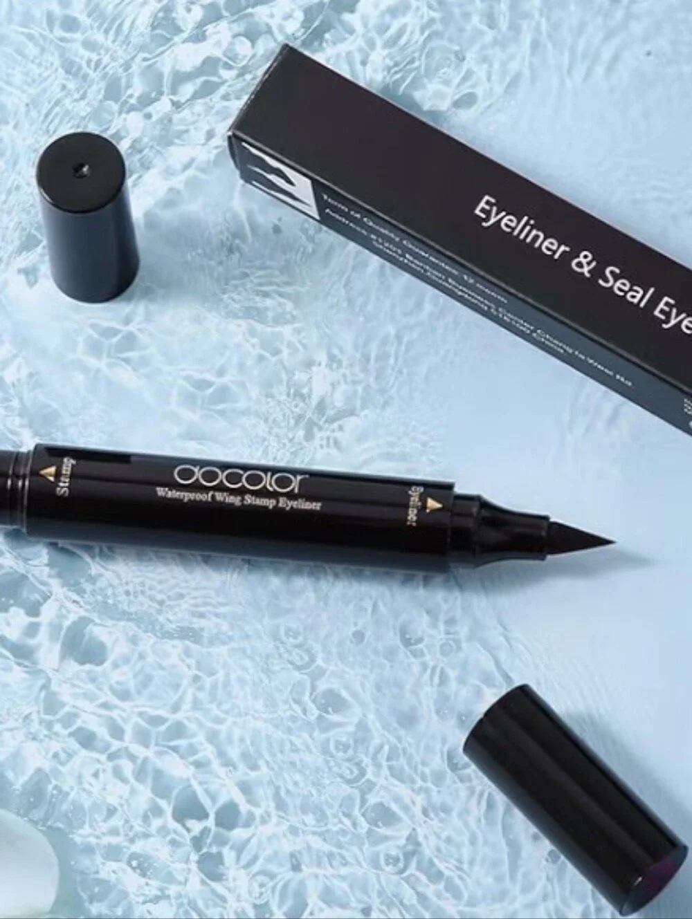 iquid Winged Eyeliner Stamp Pen Set Double Headed Waterproof Black